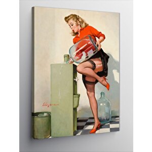 Kanvas Tablo Damacanaya Su Koyan Pin Up Kadın