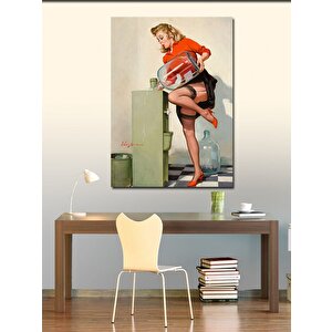 Kanvas Tablo Damacanaya Su Koyan Pin Up Kadın