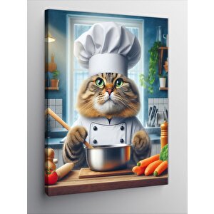 Kanvas Tablo Aşçı Kedi 70x100 cm