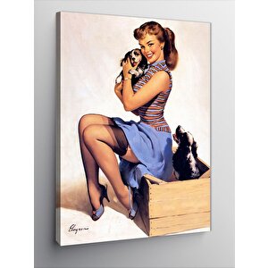 Kanvas Tablo Kedileri Seven Pin Up Kadın 100x140 cm