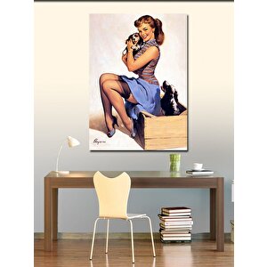 Kanvas Tablo Kedileri Seven Pin Up Kadın 100x140 cm