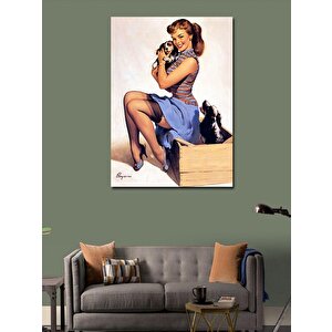 Kanvas Tablo Kedileri Seven Pin Up Kadın