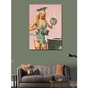 Kanvas Tablo Aşçı Pin Up Kadın 70x100 cm