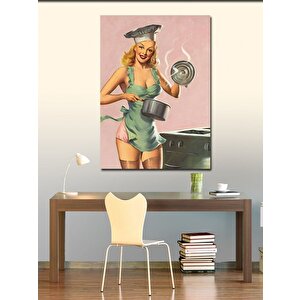 Kanvas Tablo Aşçı Pin Up Kadın 70x100 cm