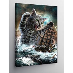 Kanvas Tablo Devasa Kedi Ve Gemi
