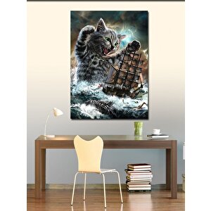 Kanvas Tablo Devasa Kedi Ve Gemi