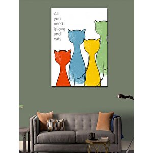 Kanvas Tablo Tek İhtiyacın Sevgi Ve Kediler 70x100 cm
