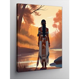 Kanvas Tablo Göle Bakan Kızılderili Kadın 70x100 cm