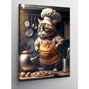 Kanvas Tablo Aşçı Kedi 100x140 cm