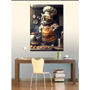 Kanvas Tablo Aşçı Kedi 100x140 cm