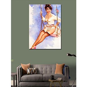 Kanvas Tablo Salıncakta Sallanan Pin Up Kızı 100x140 cm