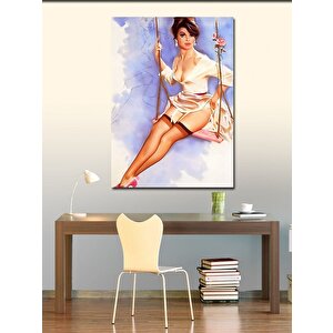 Kanvas Tablo Salıncakta Sallanan Pin Up Kızı