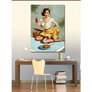 Kanvas Tablo Piknik Yapan Pin Up Kadın 70x100 cm