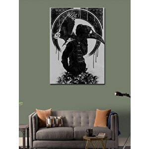 Kanvas Tablo Azrail İskelet Ve Karga 100x140 cm