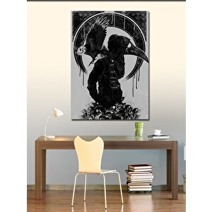 Kanvas Tablo Azrail İskelet Ve Karga 100x140 cm