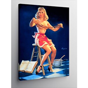 Kanvas Tablo Pin Up Kızı Mutfakta