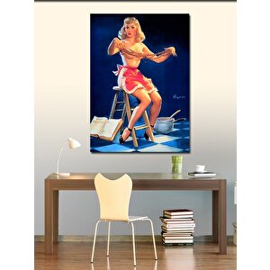 Kanvas Tablo Pin Up Kızı Mutfakta
