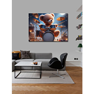 Kanvas Tablo Davul Çalan Sevimli Ayı 70x100 cm