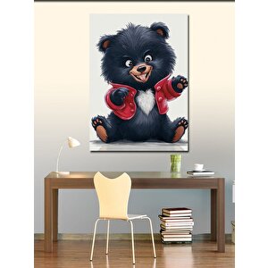 Kanvas Tablo Kırmızı Ceketli Oyuncak Ayı 100x140 cm
