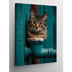 Kanvas Tablo Boruda Oturan Sevimli Kedi 70x100 cm