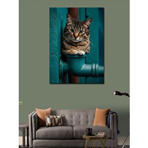 Kanvas Tablo Boruda Oturan Sevimli Kedi 70x100 cm