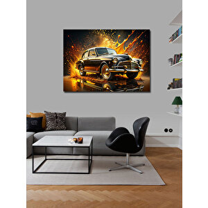 Kanvas Tablo Klasik Araba Ve Soyut Desenler 70x100 cm