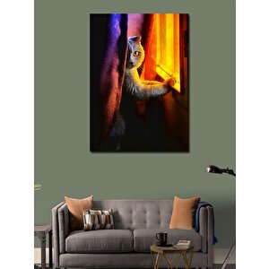 Kanvas Tablo Pencereye Bakan Kedi 100x140 cm