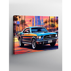 Kanvas Tablo Siyah Mustang Spor Araba