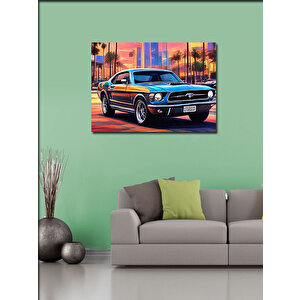 Kanvas Tablo Siyah Mustang Spor Araba
