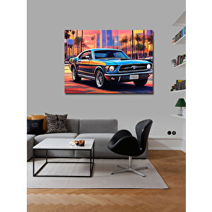 Kanvas Tablo Siyah Mustang Spor Araba