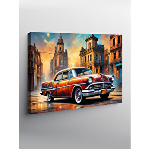 Kanvas Tablo Kırmızı Klasik Araba 100x140 cm