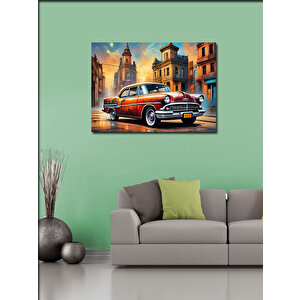 Kanvas Tablo Kırmızı Klasik Araba 100x140 cm