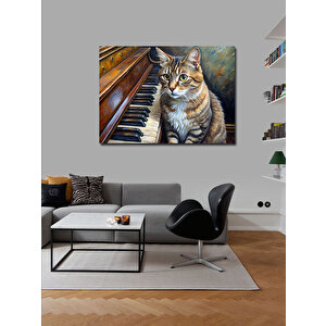Kanvas Tablo Piyano Ve Kedi 70x100 cm