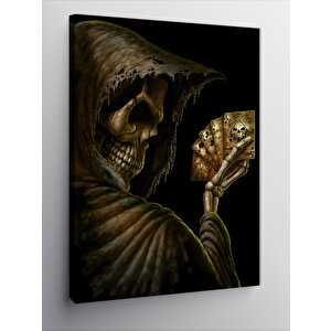 Kanvas Tablo İskelet Ve İskambil Kartları 100x140 cm