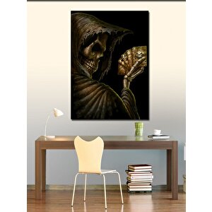Kanvas Tablo İskelet Ve İskambil Kartları 100x140 cm