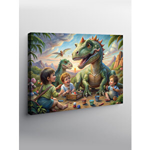 Kanvas Tablo Sevimli Dinazorlar Ve Çocuklar 70x100 cm