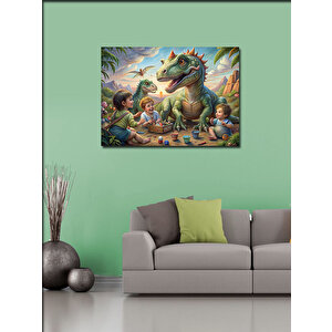 Kanvas Tablo Sevimli Dinazorlar Ve Çocuklar 70x100 cm