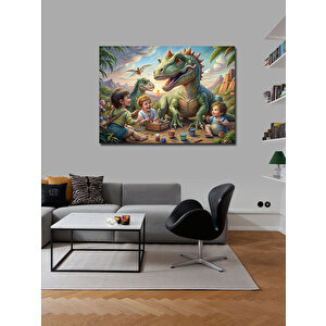 Kanvas Tablo Sevimli Dinazorlar Ve Çocuklar 70x100 cm