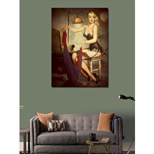 Kanvas Tablo Çamaşır Yıkayan Pin Up Kadın 70x100 cm