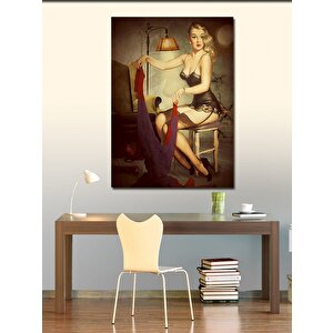 Kanvas Tablo Çamaşır Yıkayan Pin Up Kadın