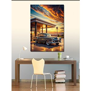 Kanvas Tablo Çöl Ve Klasik Araba 100x140 cm