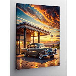 Kanvas Tablo Çöl Ve Klasik Araba 70x100 cm