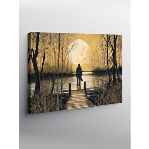 Kanvas Tablo İskelede Siyah Beyaz Adam 70x100 cm