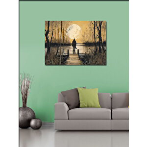 Kanvas Tablo İskelede Siyah Beyaz Adam 70x100 cm