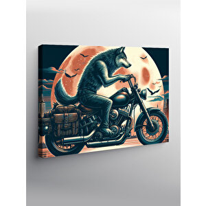Kanvas Tablo Motorcu Kurt Ve Ay 70x100 cm