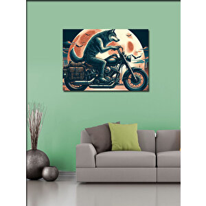 Kanvas Tablo Motorcu Kurt Ve Ay 70x100 cm