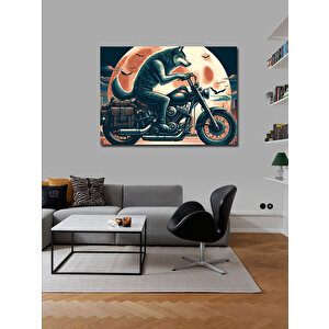 Kanvas Tablo Motorcu Kurt Ve Ay 70x100 cm