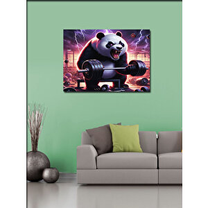 Kanvas Tablo Ağırlık Kaldıran Panda