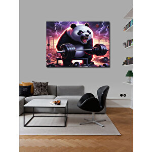 Kanvas Tablo Ağırlık Kaldıran Panda