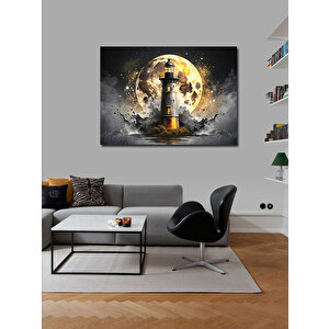 Kanvas Tablo Dolunay Ve Deniz Feneri 70x100 cm
